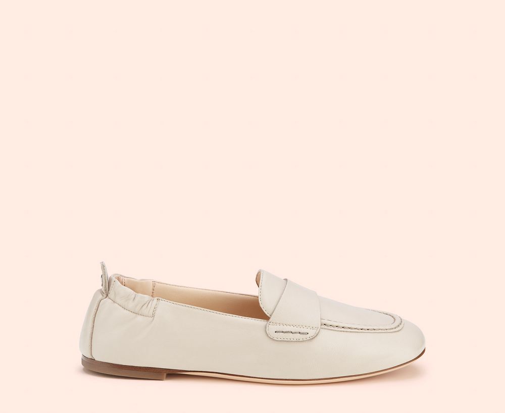 Mocassin AGL MARA PURE Cuir Blanche Femme | XFG-95864381