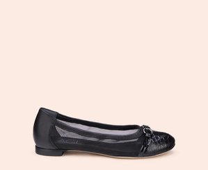 Ballerines AGL MONIA Cuir Noire Femme | XWW-18364779