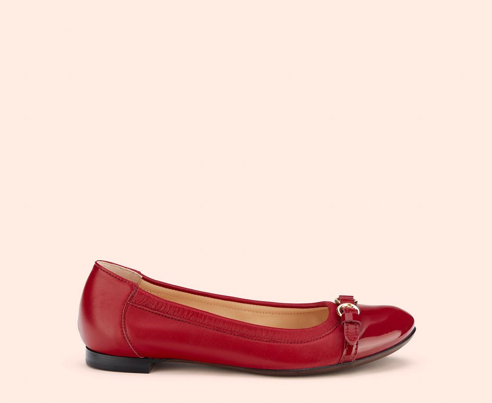 Ballerines AGL MONIKA Cuir Rouge Femme | GEZ-49129313