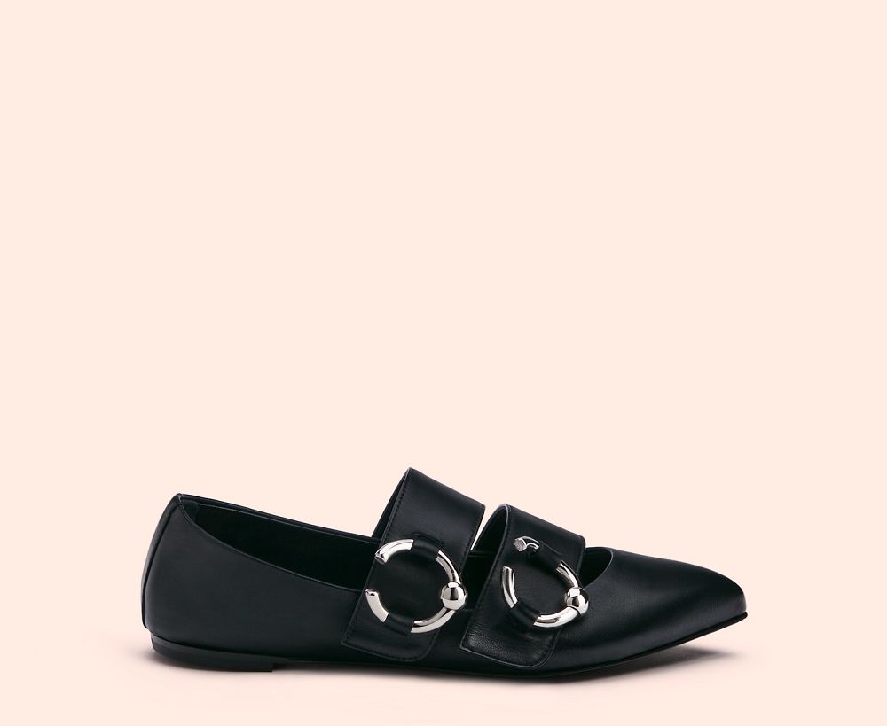 Ballerines AGL RICKIE Cuir Noire Femme | MYQ-84947174