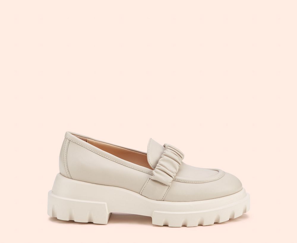 Mocassin AGL CELESTE Cuir Blanche Femme | DPB-02452943