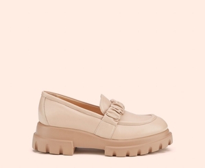 Mocassin AGL CELESTE Cuir Beige Femme | API-76493083