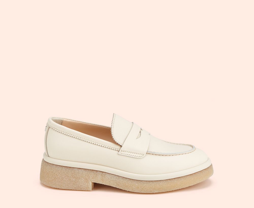 Mocassin AGL ALISON R MOC Cuir Blanche Femme | RYU-78316291