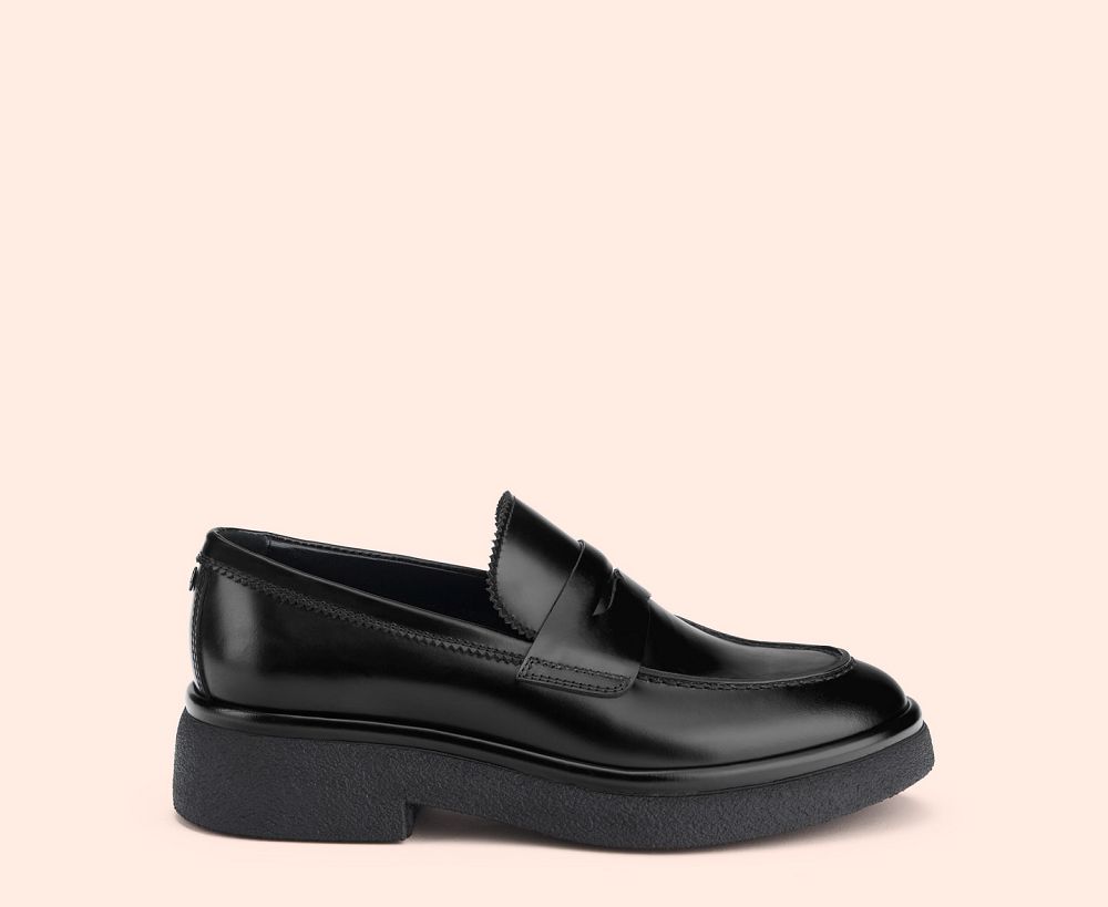 Mocassin AGL ALISON R MOC Cuir Noire Femme | DNN-39202798