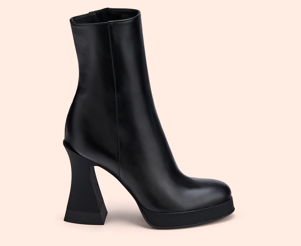 Bottines AGL JANIS BOOTIE Cuir Noire Femme | XCZ-16984251