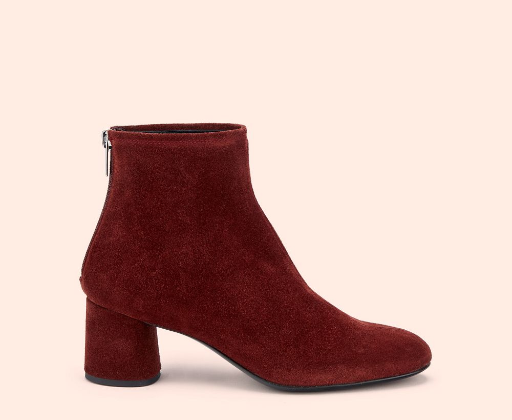 Bottines AGL OLGA Daim Bordeaux Femme | HFQ-38185822