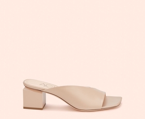 Sandales AGL ANGIE SLIDE Cuir Beige Femme | CIB-93883982