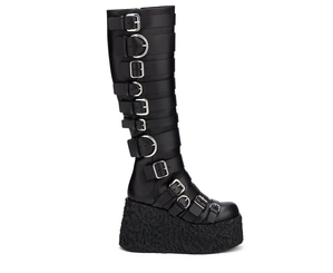 Bottes AGL K EIGHT Cuir Noire Femme | XIA-41655818