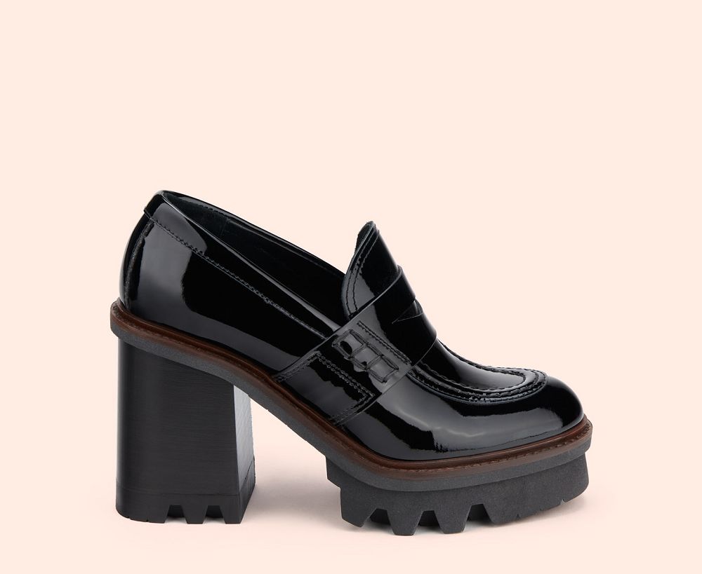 Mocassin AGL NATALIA H MOC Vernis Noire Femme | IVD-32143665