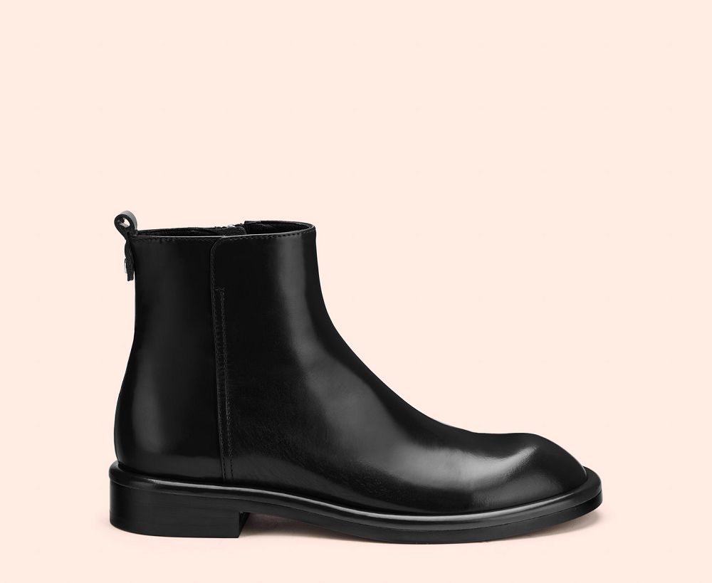 Bottines AGL ALISON Cuir Noire Femme | CHF-90001809