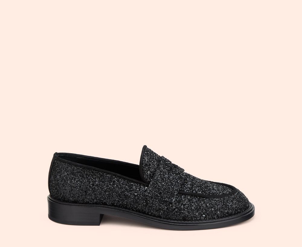 Mocassin AGL JADINE Glitter Noire Femme | MAI-54947936