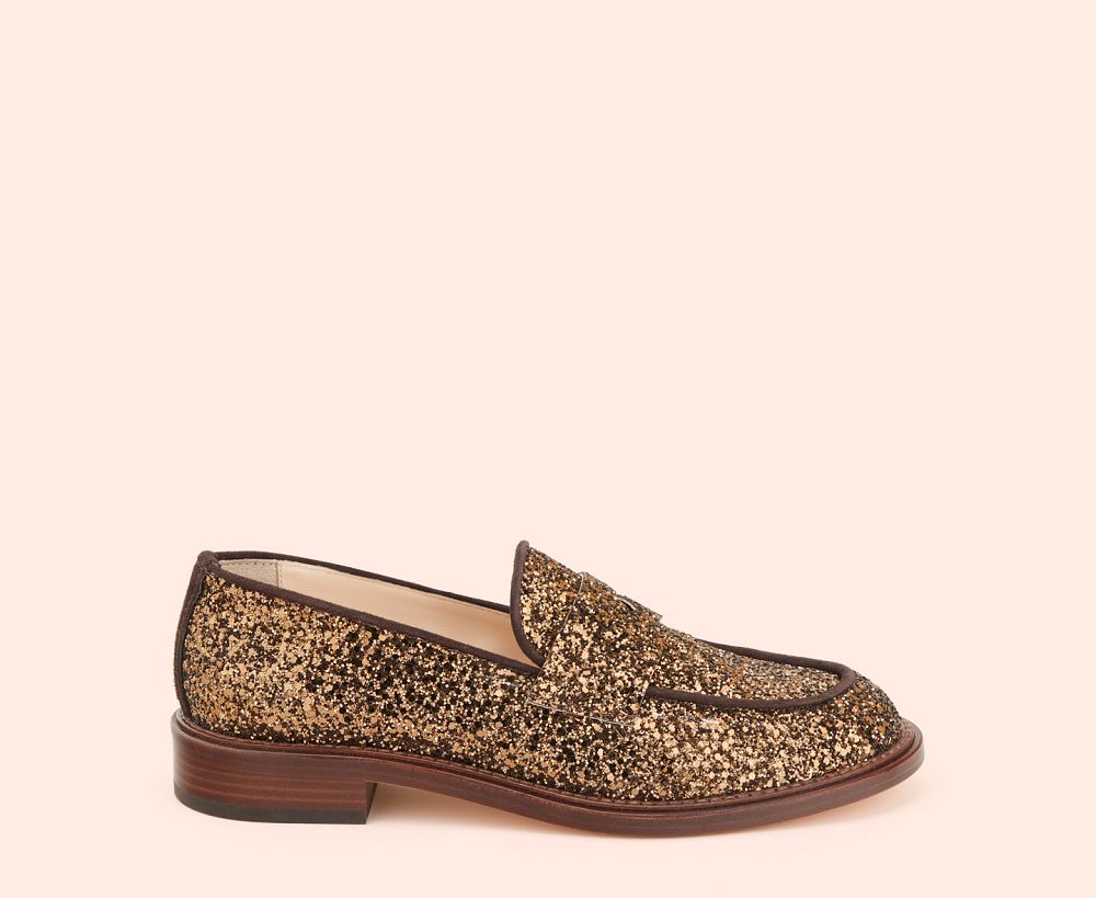 Mocassin AGL JADINE Glitter Marron Femme | SCL-84009211