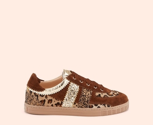 Basket AGL LEDA GLAM Daim Leopard Femme | YDJ-19820114