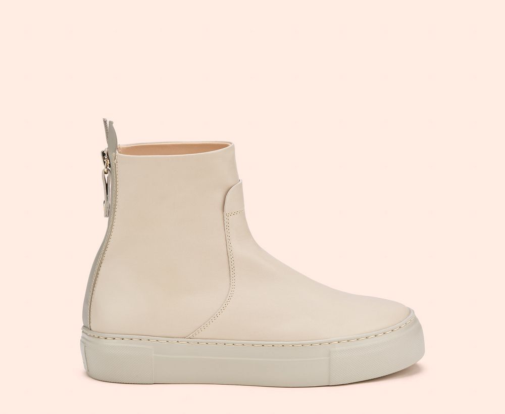 Bottines AGL MEGHAN Cuir Blanche Femme | AEV-13667131