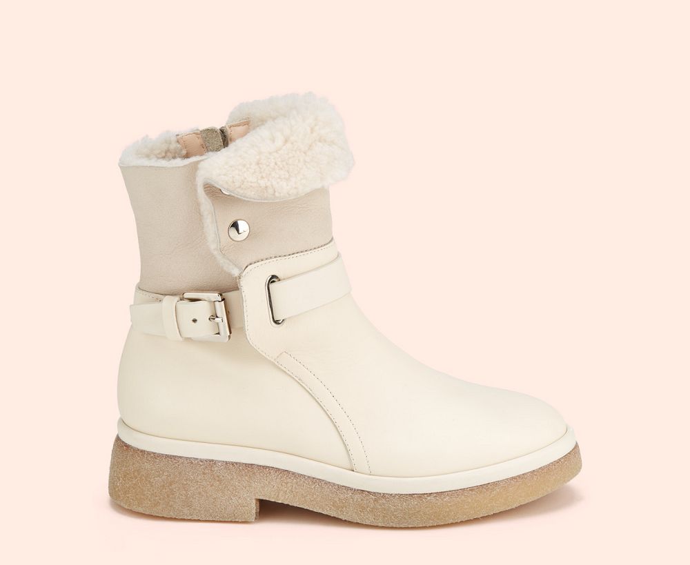 Bottines AGL ALISON R MOUNTAIN Sheepskin Blanche Femme | DZZ-07161441