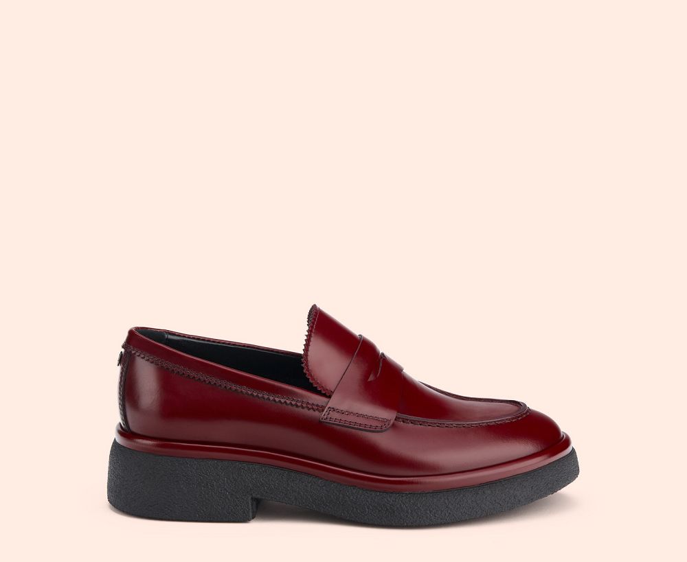 Mocassin AGL ALISON R MOC Cuir Bordeaux Femme | HZB-70375732