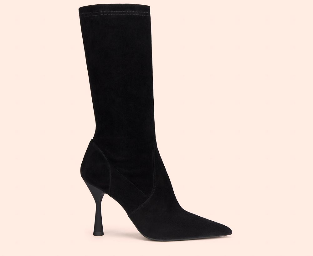 Bottines AGL LETIZIA BOOTIE Daim Noire Femme | DME-70485191