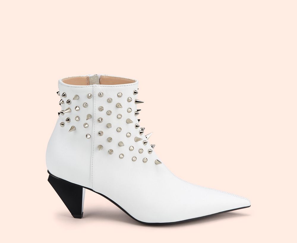 Bottines AGL KNIFE STUDS Cuir Blanche Femme | AST-74909350