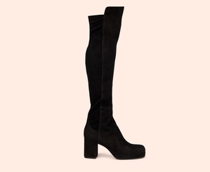 Bottes AGL BETTY HIGH Daim Noire Femme | JWT-66948092