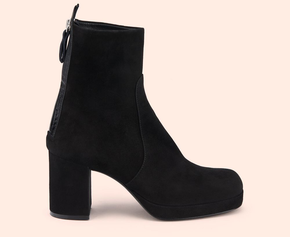 Bottines AGL BETTY Daim Noire Femme | ATS-82250227