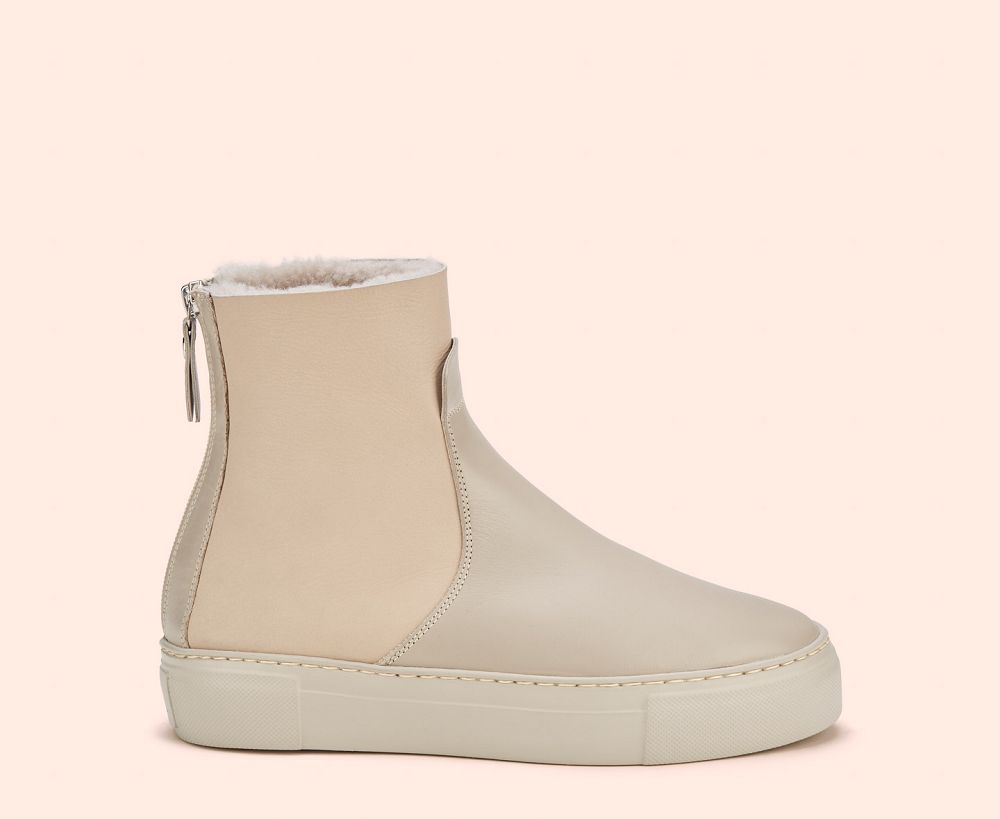 Bottines AGL MEGHAN WARM Sheepskin Blanche Femme | BOC-90054432