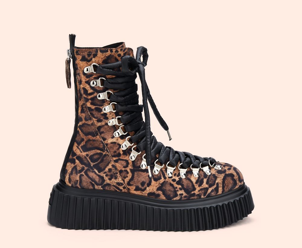 Bottes AGL DROMO Cuir Leopard Femme | LXD-20390292