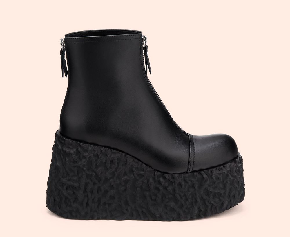 Bottes AGL LAVA Cuir Noire Femme | EDK-85519174