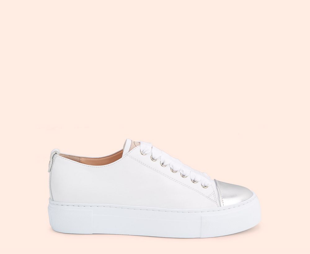 Basket AGL MOLLIE Cuir Blanche Femme | BLN-30694090